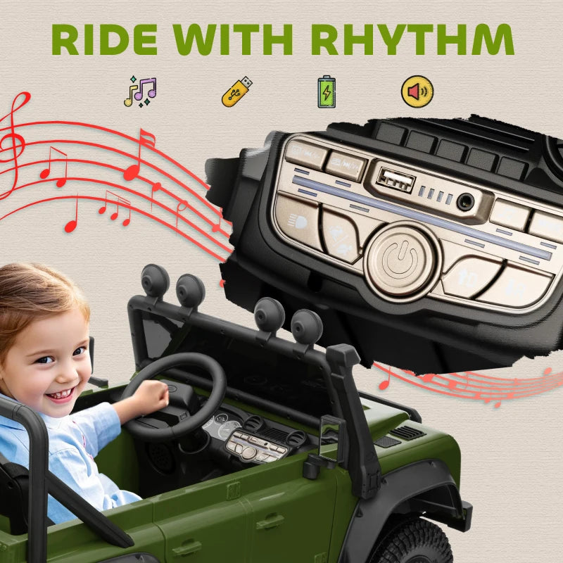 Kids Electric Ride On Car with Remote Control Music Horn LED Lights for Ages 3-5 Green