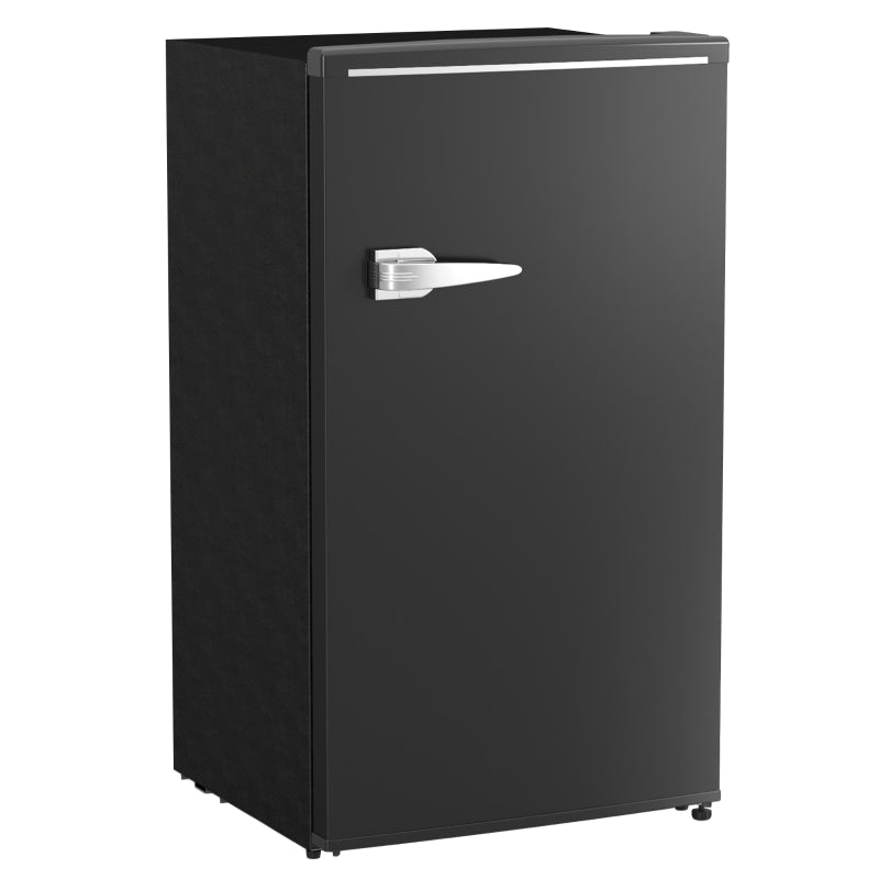 85L Retro Under Counter Fridge with Chiller Box, Adjustable Thermostat & Glass Shelves - Black Small Refrigerator