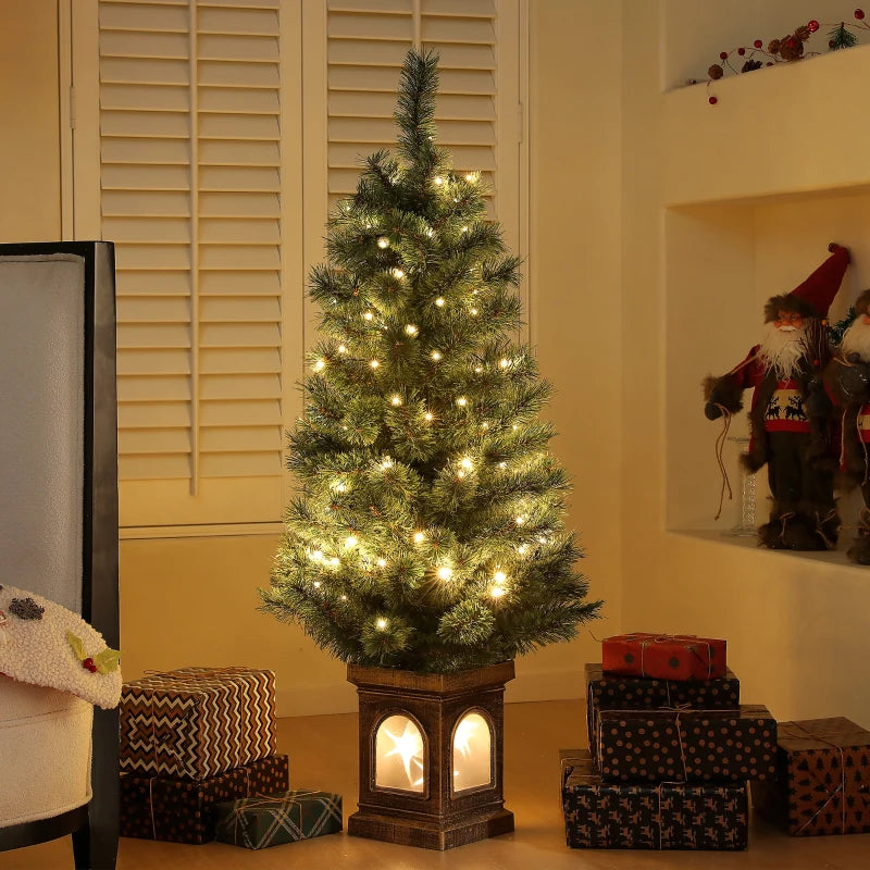 4ft Realistic Artificial Christmas Tree with 80 Warm White LED Lights & Remote - 8 Modes, Perfect for Holiday Decor
