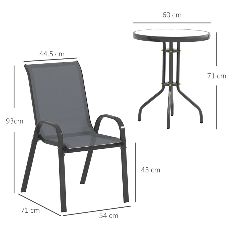 Three-Piece Grey Outdoor Garden Furniture Set - Perfect for Patios and Balconies