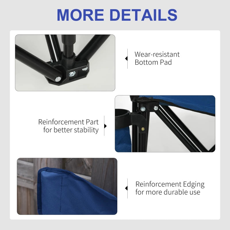 6 Seater Portable Folding Camping Chair with Cup Holder and Carry Bag Blue