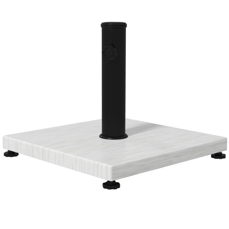 Adjustable White Concrete Garden Parasol Base with Wood Effect - 38mm/48mm Pole Holder