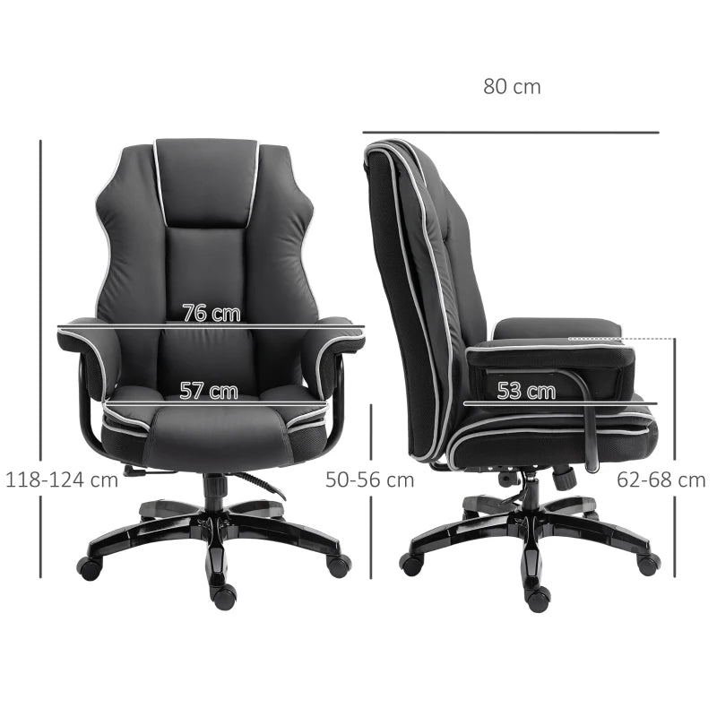 Vinsetto Black/White Faux Leather Executive Office Chair with Contrast Piping - Ergonomic Design for Comfort and Style