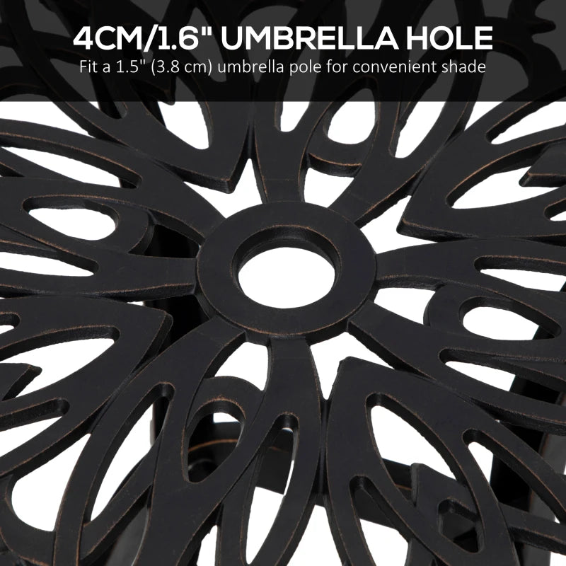 Square Bronze Outdoor Bistro Table with Umbrella Hole - Garden Side Table for Balcony (Size: 60cm)