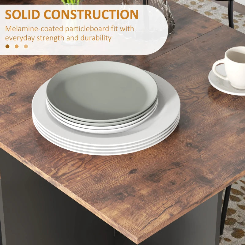 Rustic Brown Folding Dining Table with Drop Leaf, Storage Drawer & Shelves - Perfect for Small Spaces, Kitchen & Dining Room