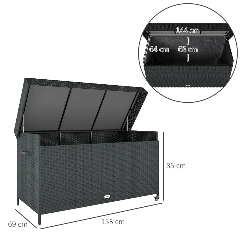 Black 627L Rattan Storage Box - Stylish Outdoor & Indoor Organizer for Home