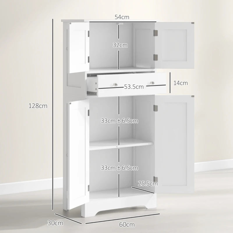 Multi-Storage Freestanding Kitchen Cabinet - Elegant White Design for Organized Kitchen Storage & Space Saving Solutions