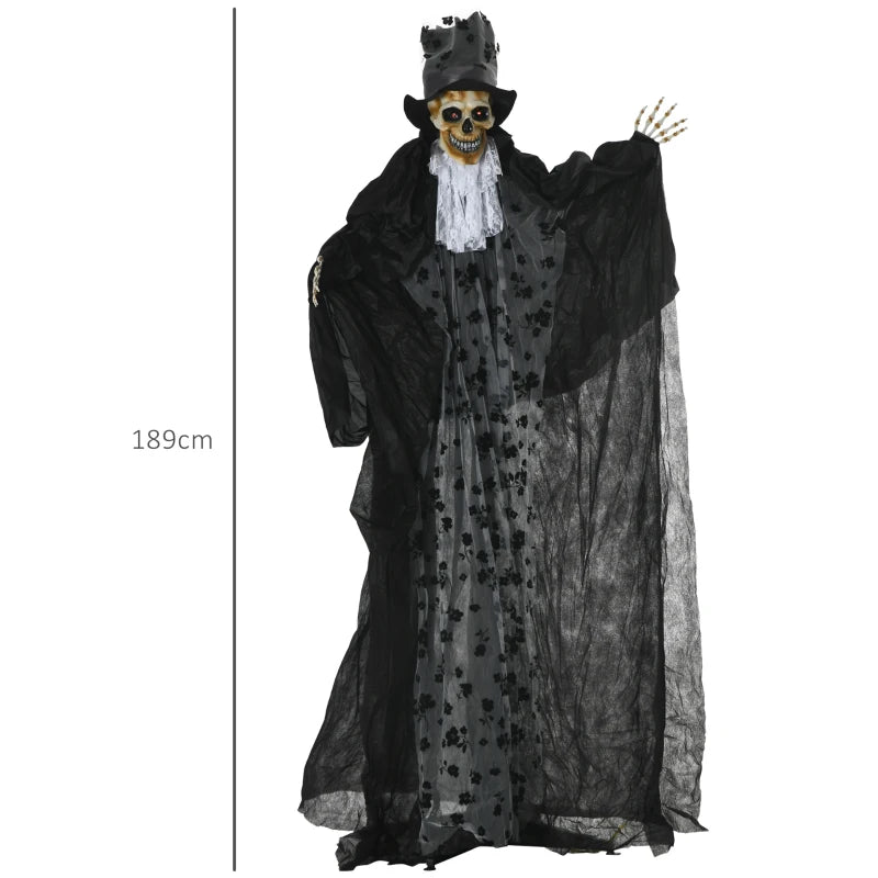 189cm Animated Ghost Bridegroom - Life Size Halloween Decoration with Sound, Motion Activation & Light Up Eyes