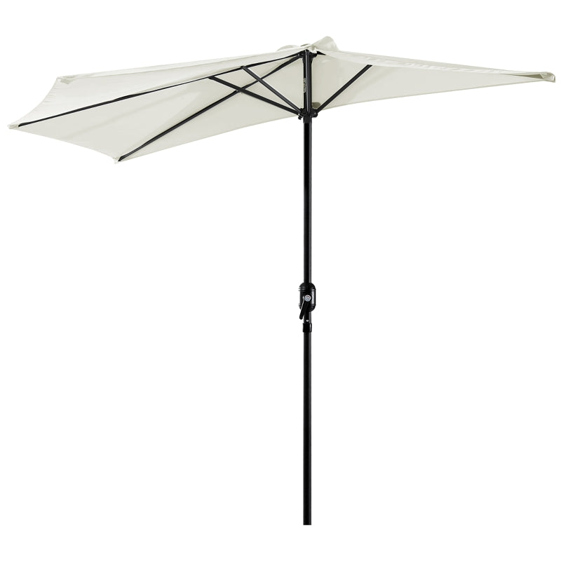 2.7m Cream White Half Garden Parasol with Steel Ribs