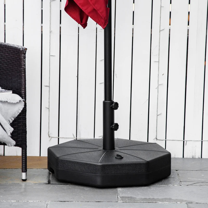 Black Octagonal Garden Umbrella Stand, 28kg Water or 40kg Sand Fill