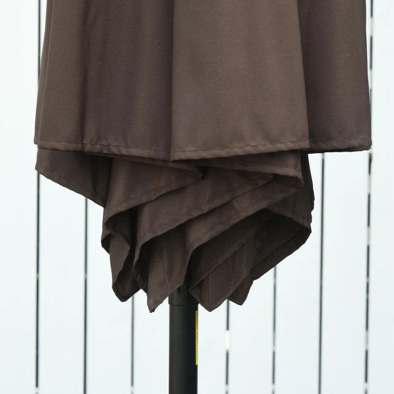 Aluminium Frame Coffee Garden Parasol Umbrella - 2.6M Tilt & Crank Sunshade