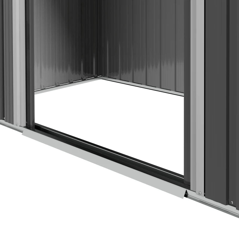 Dark Grey 6.5ft x 3.5ft Metal Garden Storage Shed With Double Sliding Doors and 4 Vents
