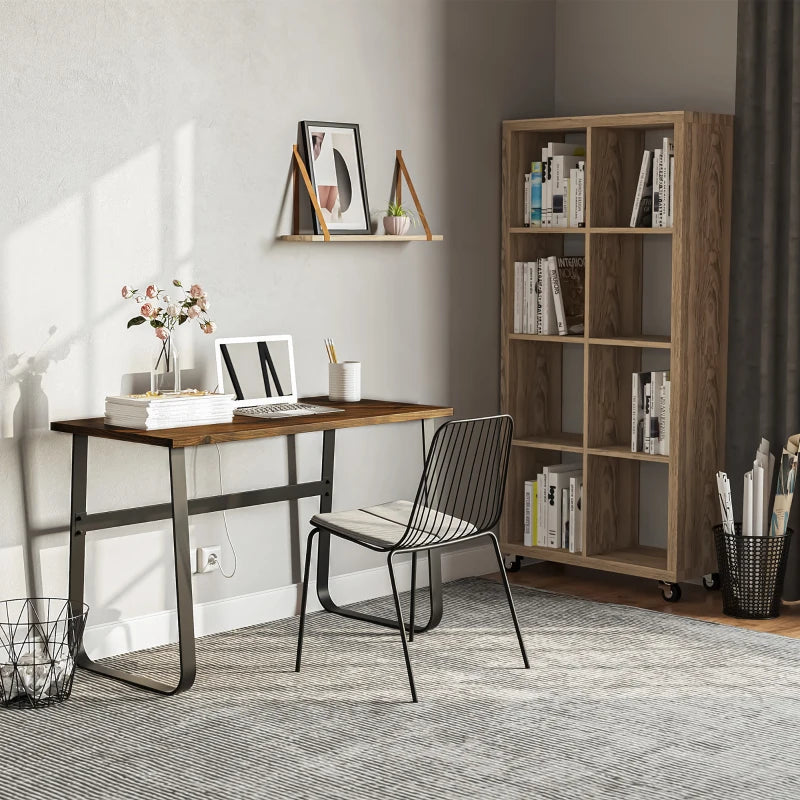 Industrial Computer Table & Writing Desk - Steel Frame, Wood Top, Rustic Brown & Black, 115x58x74.5cm - Home Study Furniture