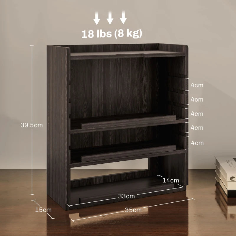 Stylish Four-Tier Desktop Organiser in Dark Brown - Perfect for Home Office, School, or Workspace Organization