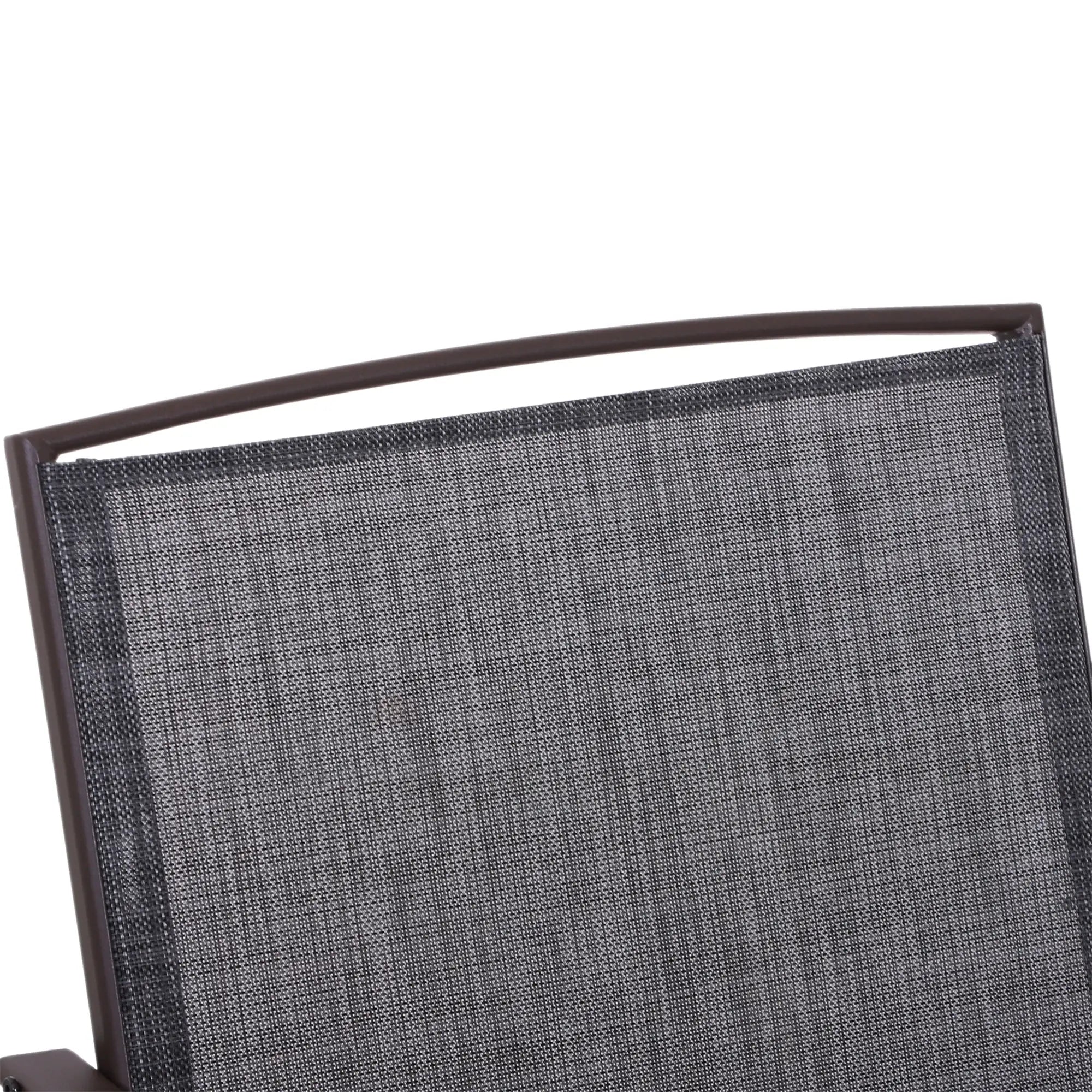 Pair of Rocking Chairs with Table & Breathable Mesh Fabric Seat - Brown Frame & Grey Mesh