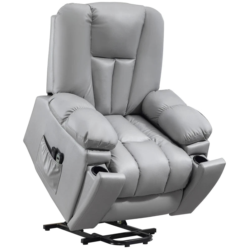 Charcoal Grey Reclining Armchair with Eight Massage Points for Ultimate Comfort