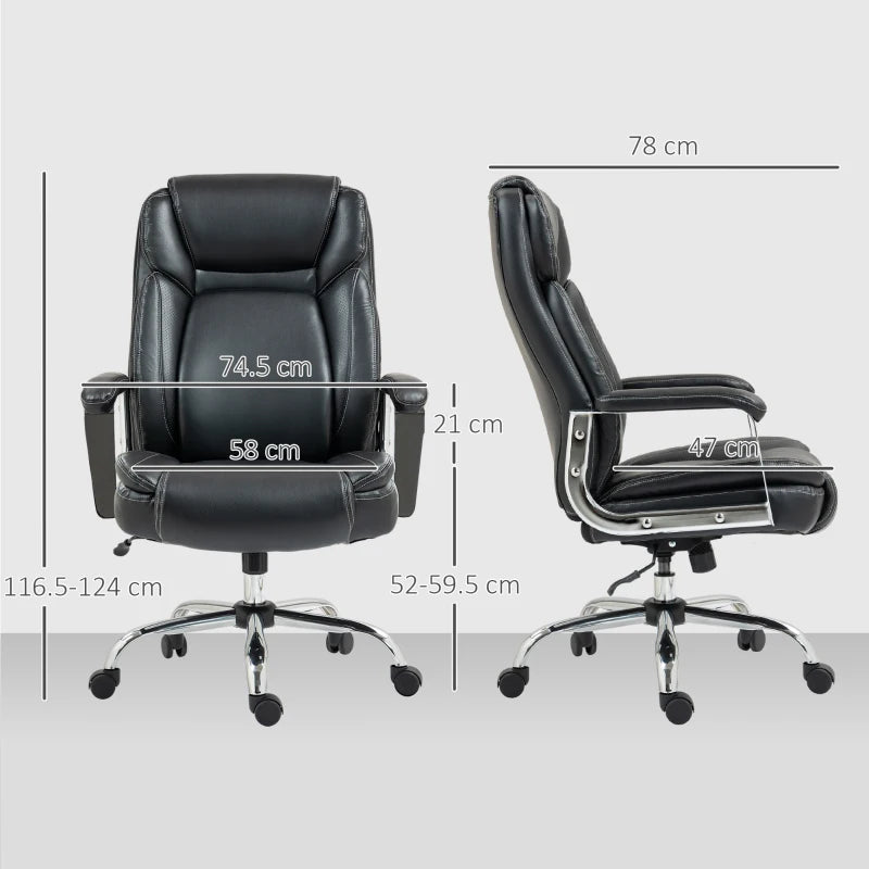 Ergonomic Heavy Duty Faux Leather Office Chair with Tilt Function Adjustable Height 500LBS Swivel Computer Chair for Home Study Black