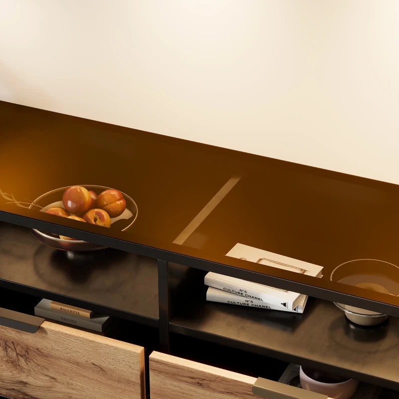 Anti-Tip Oak Sideboard Cabinet with Storage Drawers & Shelves - 120x40x80 cm Wooden Drawer Chest for Living Room