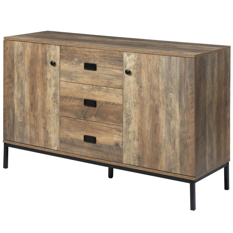 Unique Retro Mango Wood-Effect Sideboard - Stylish Storage Solution for Living Room & Dining Room Decor