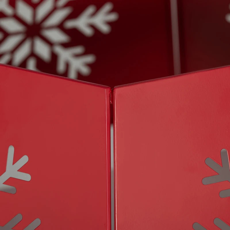 Hexagon Christmas Tree Collar - Red Snowflake Pattern Base Cover for Holiday Decor, Xmas Party Home Decoration