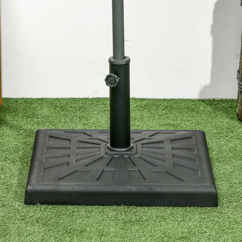 Black Square Resin Garden Parasol Base Holder - 19kg Weight