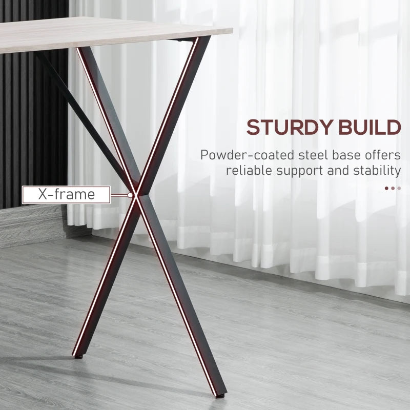 120 cm Modern Rectangular Bar Table for 4 - Wood Effect Top, Steel Legs, White Coffee Desk for Living Room