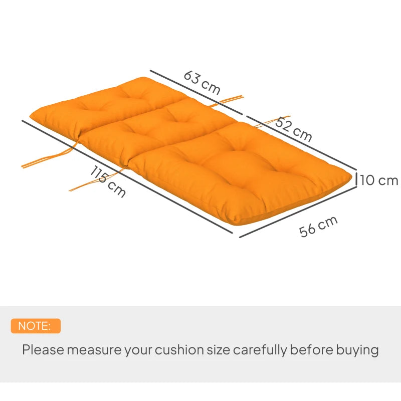 115 x 56cm Orange Rocking Chair Padded Seat Cushion