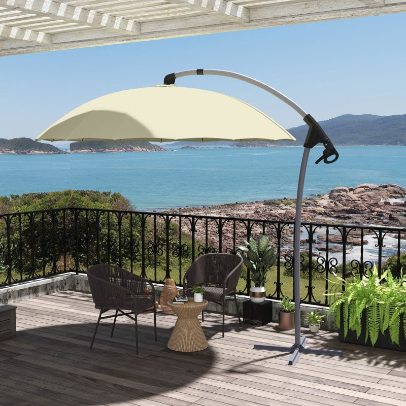 Beige 2.7m Cantilever Parasol with Cross Base