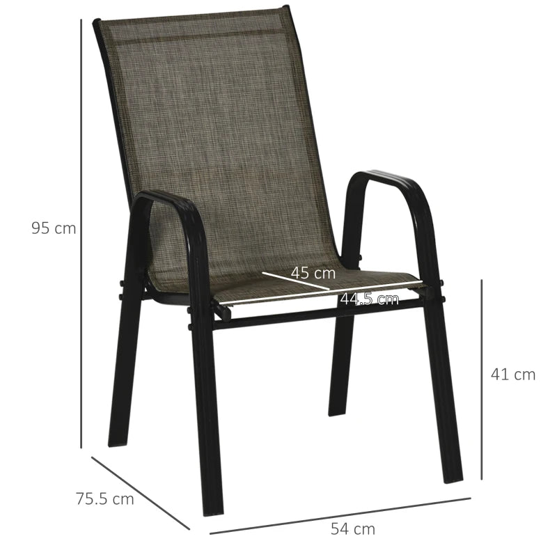 4 Stackable Mesh Seat Chairs - Mixed Brown