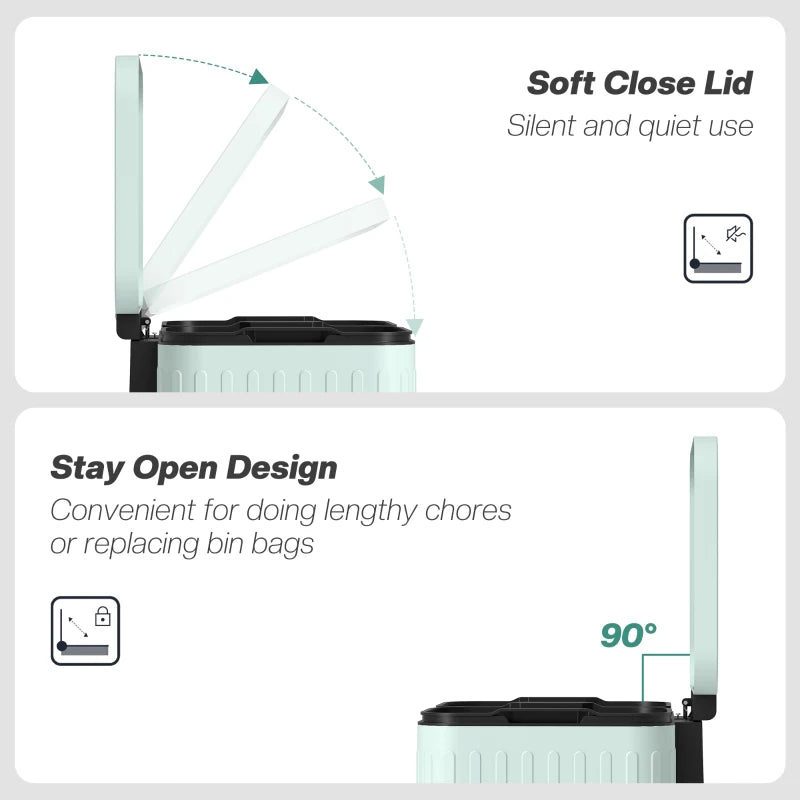 40L Dual Compartment Rubbish Bin with Soft-Close Lid - Eco-Friendly Green Waste Separation Solution