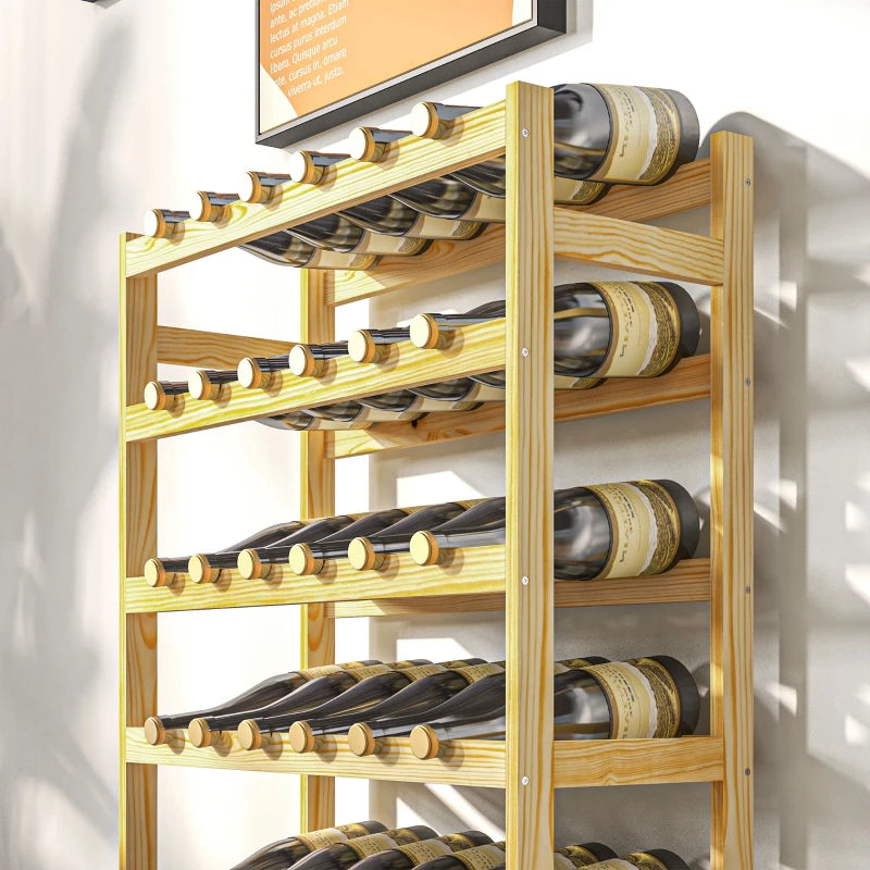 42-Bottle Wooden Wine Rack - Elegant Natural Finish for Home or Restaurant - Stylish Wine Storage Solution