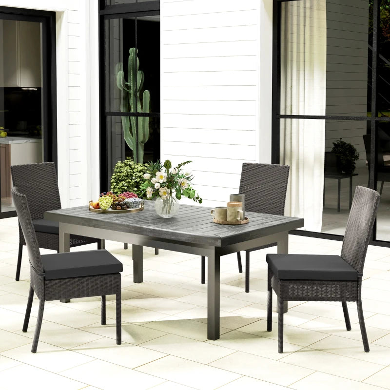 Set of 4 Dark Grey Armless Rattan Garden Chairs - Stylish Outdoor Seating for Patio & Deck