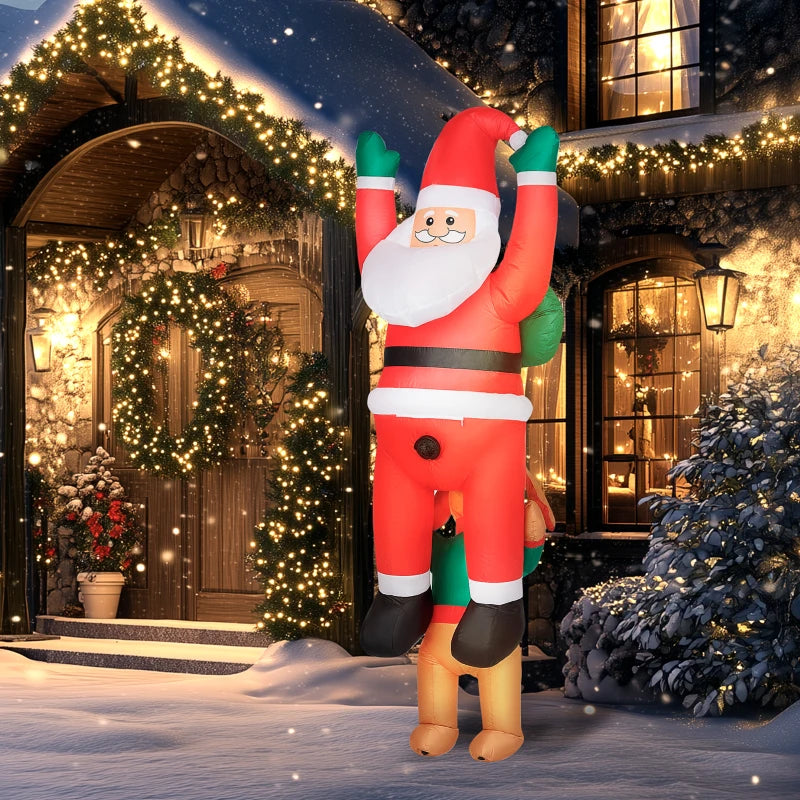 7FT Inflatable Santa with Dog - LED Christmas Decoration for Indoor & Outdoor Holiday Home Decor