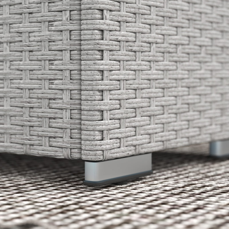 7-Piece Grey Rattan Sofa Set with Firepit Table - Outdoor Patio Furniture