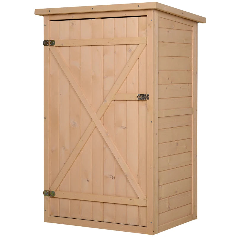 Wooden Garden Storage Shed with Shelves and Bolt Latch 75L x 56W x 115H cm Natural Finish