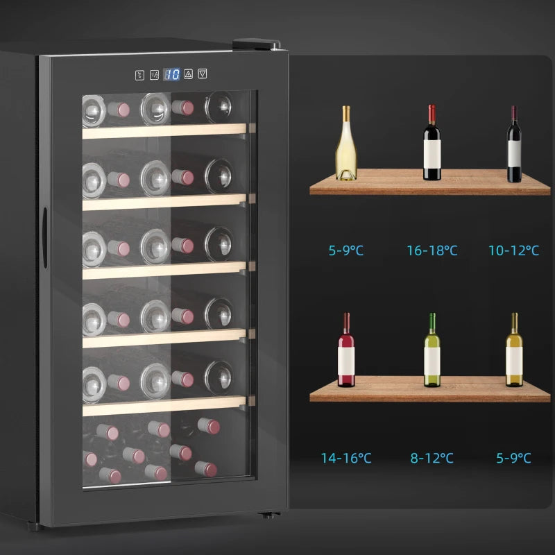 41 Bottle Wine Fridge - 91L Freestanding Cooler with Glass Door, LED Light, Digital Touch Control, Black