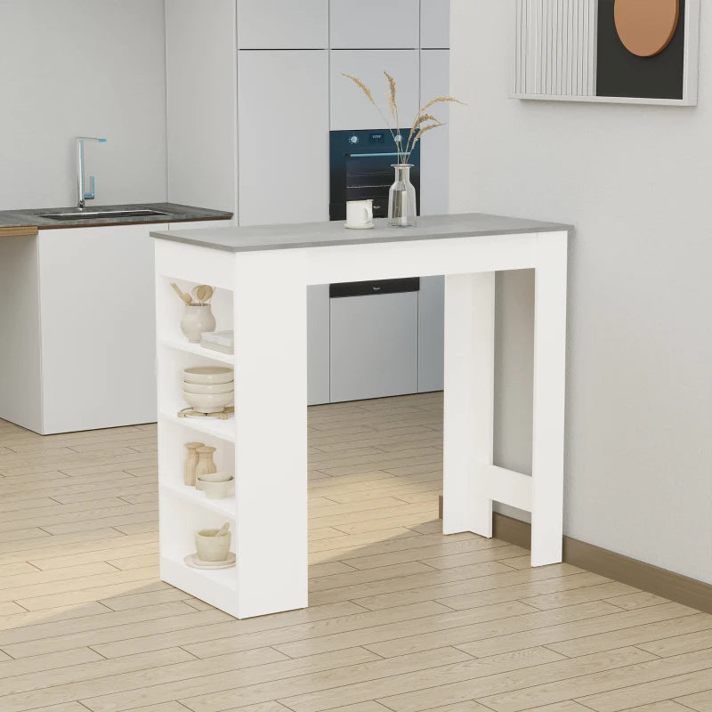 Stylish Grey Bar Table with 4-Tier Storage Shelf - Perfect for Kitchen, Dining Room & Living Room