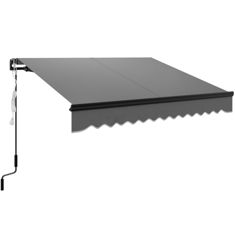 2.5 x 2m Dark Grey Electric Awning with LED Light & Remote Controller - Aluminium Frame DIY Retractable UV50+ Sun Shade Canopy for Garden, Patio, Deck, Door, Window
