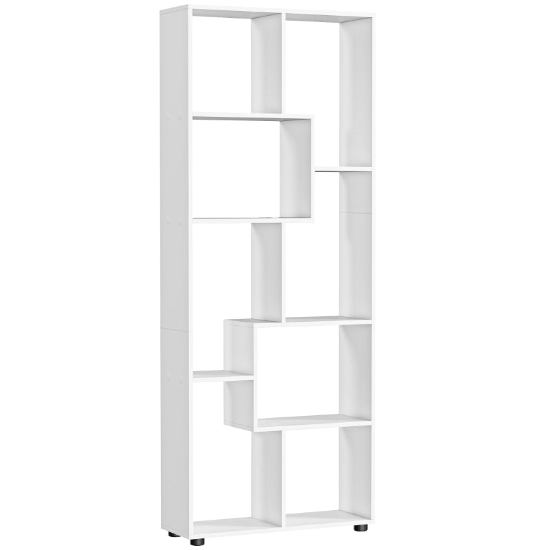Modern Tall Bookshelf - 8 Cube Storage Unit, Freestanding Room Divider for Living Room, Bedroom & Home Office - White 70x24x178 cm