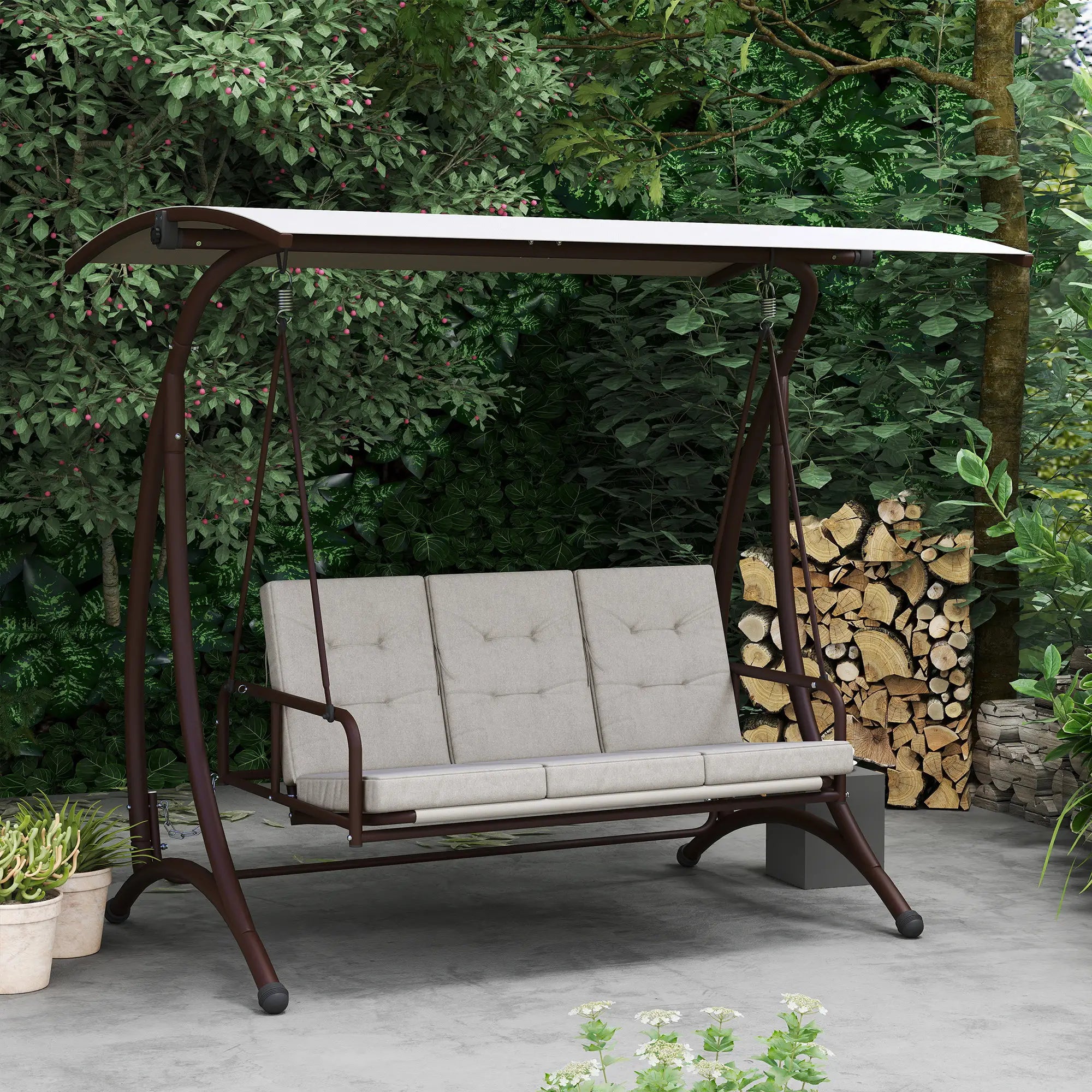 Grey Convertible Three-Seater Swing Bed & Chair