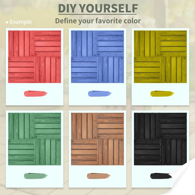 Brown Wooden Interlocking Decking Tiles (27 Tiles)