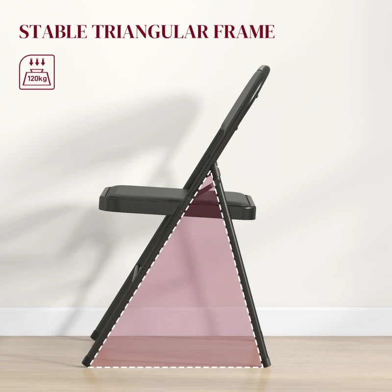 Set of 4 Black Cushioned Folding Chairs for Indoor and Outdoor Use