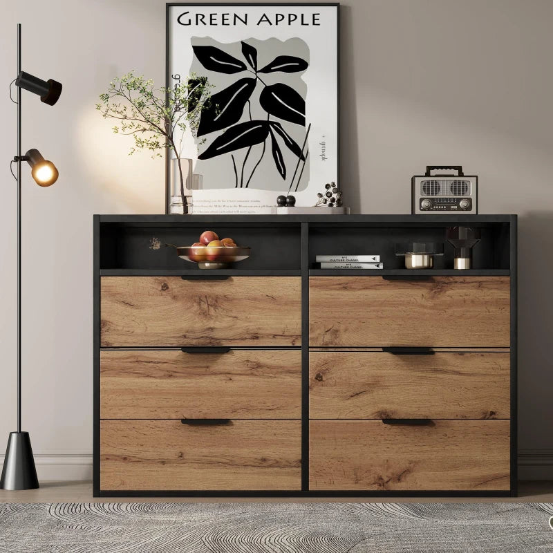 Anti-Tip Oak Sideboard Cabinet with Storage Drawers & Shelves - 120x40x80 cm Wooden Drawer Chest for Living Room