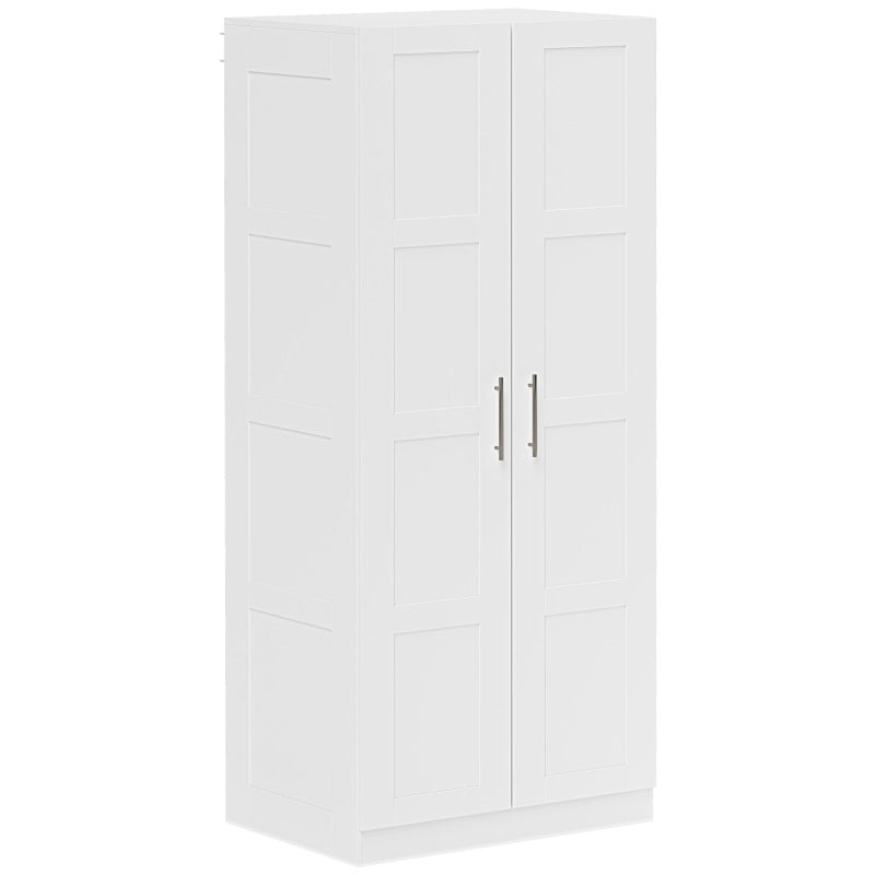 Double Paneled Door Wardrobe with Shelves Stylish White Storage Solution for Bedrooms