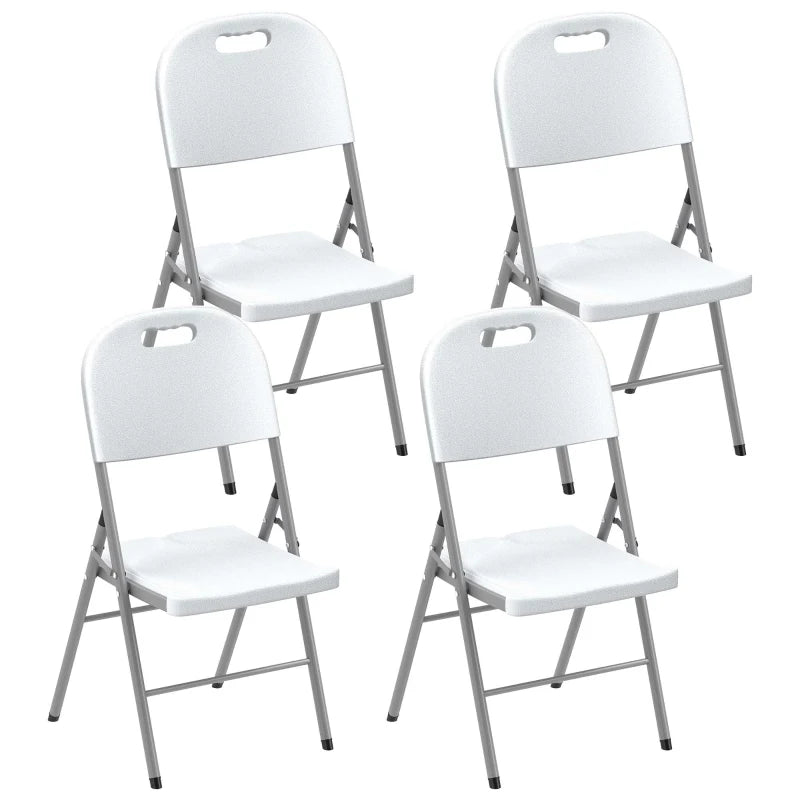 Set of 4 Foldable Outdoor Chairs - White - Portable Patio Seating