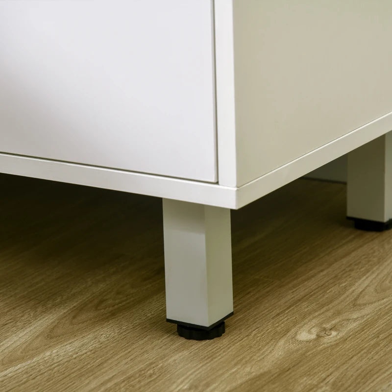 Modern White Kitchen Cupboard - Free Standing Storage Cabinet with Shelves & Drawer, 166 cm Tall Kitchen Unit