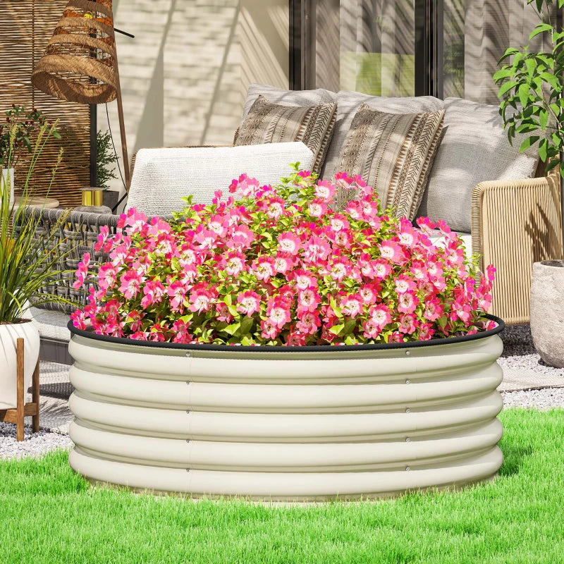 Galvanised Raised Garden Bed with Safety Edging - 120cm x 120cm x 43cm