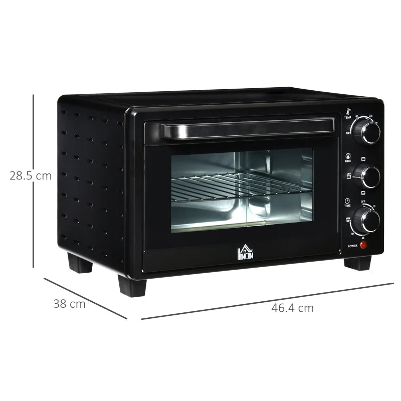 21L Mini Countertop Oven - Adjustable Temperature 100°C-230°C, Compact Black Design for Efficient Cooking