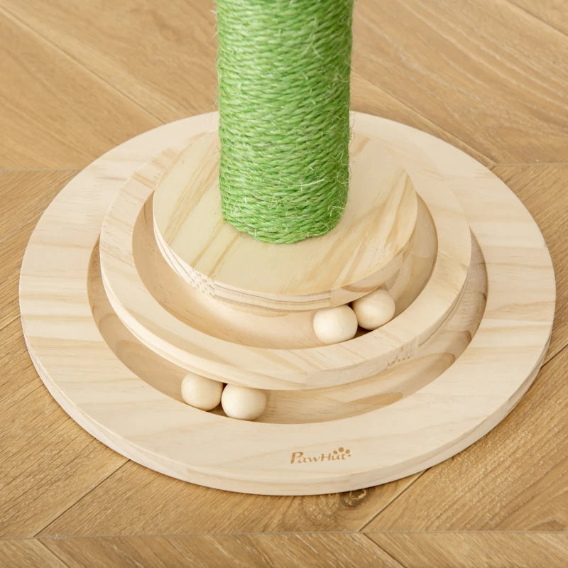 Cactus Cat Tree with Sisal Scratching Post & Hanging Ball - 60cm Indoor Play Tower for Kittens & Cats