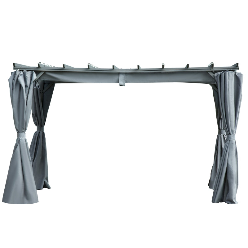 3.6m x 3m Aluminium Pergola with Retractable Roof and Curtains